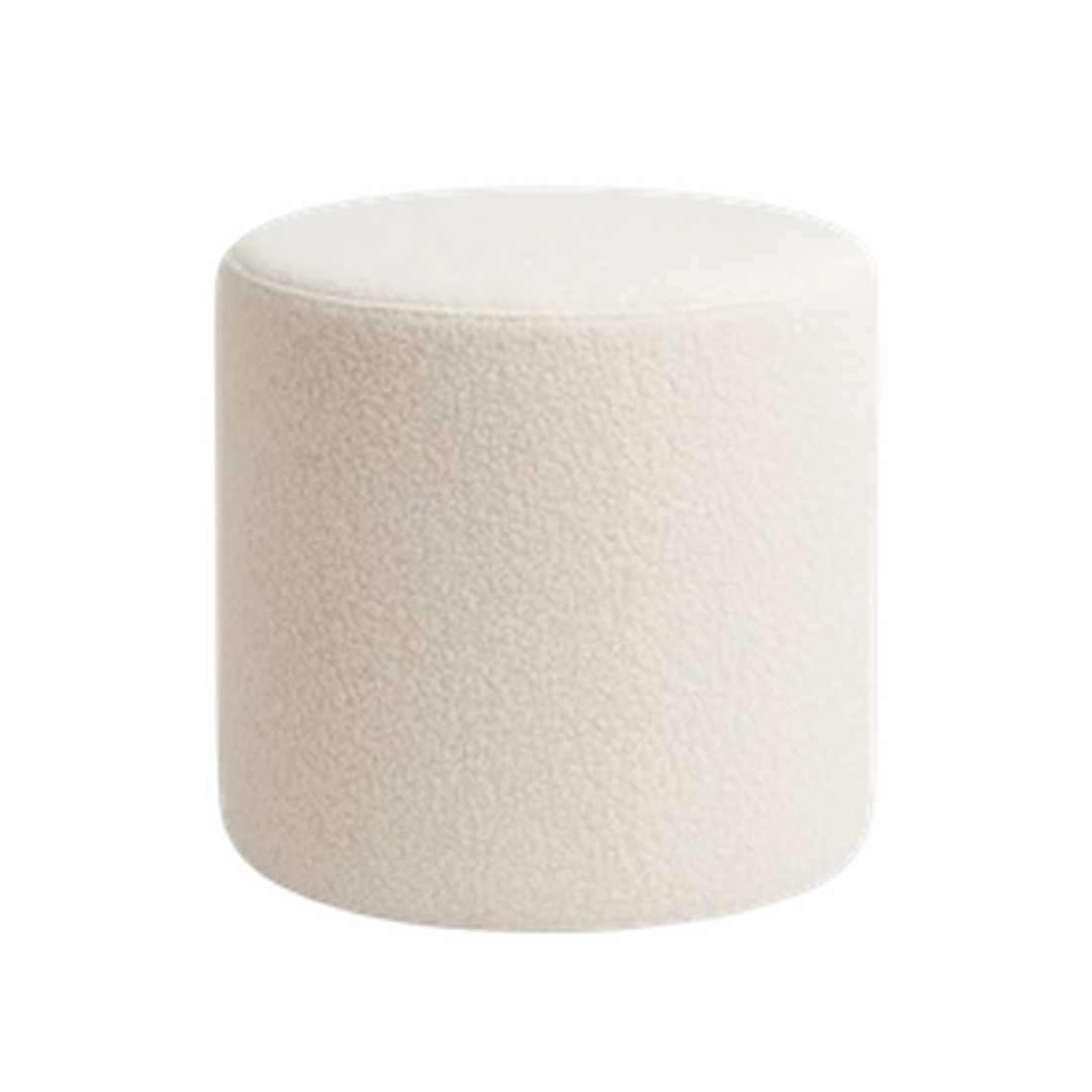 Round bouclé ottoman in white
